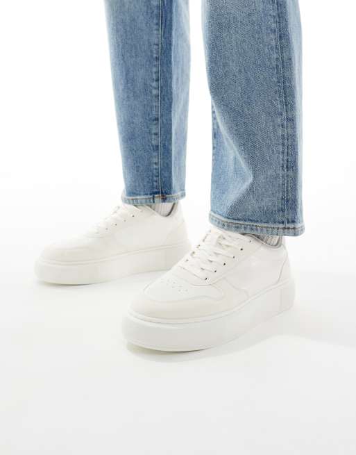 Jack & Jones chunky trainer with contrast sole in white