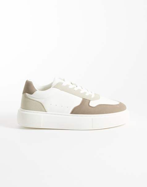 Jack & Jones chunky trainers in white & beige - view 1