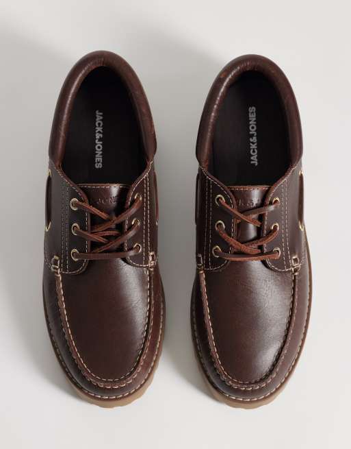 Jack & Jones – Ciemnobrązowe skórzane buty żeglarskie, 2 z 4