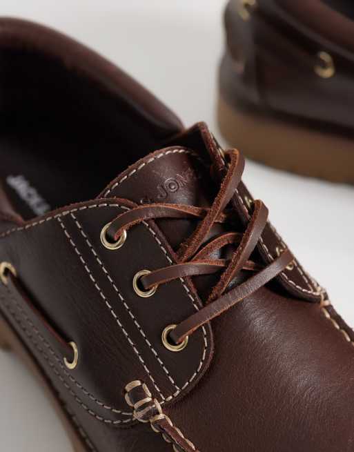 Jack & Jones – Ciemnobrązowe skórzane buty żeglarskie, 3 z 4