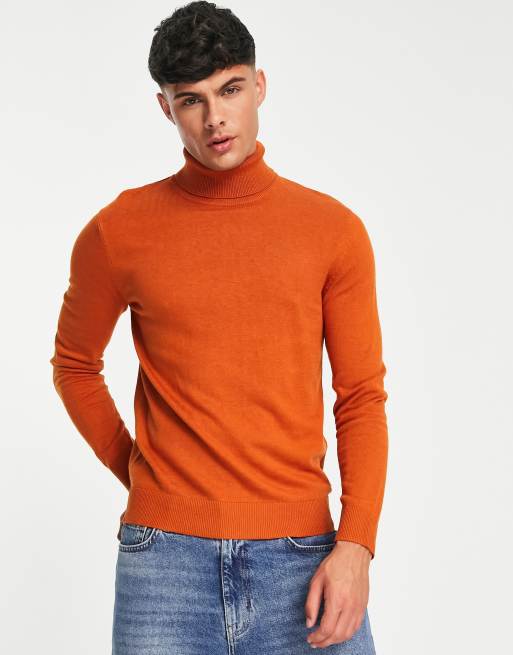 Jack & Jones – Ciemnopomarańczowy sweter z golfem