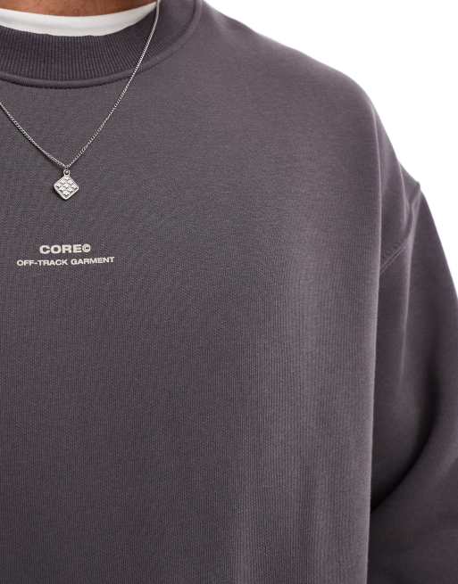 Jack & Jones – Ciemnoszara bluza oversize z okrągłym dekoltem i nadrukiem na plecach, 3 z 4