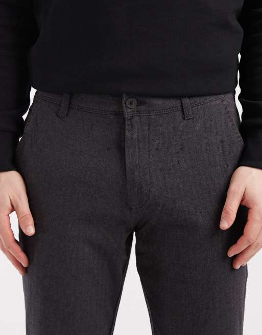 Jack & Jones – Ciemnoszare dopasowane chinosy we wzór w jodełkę, 5 z 5