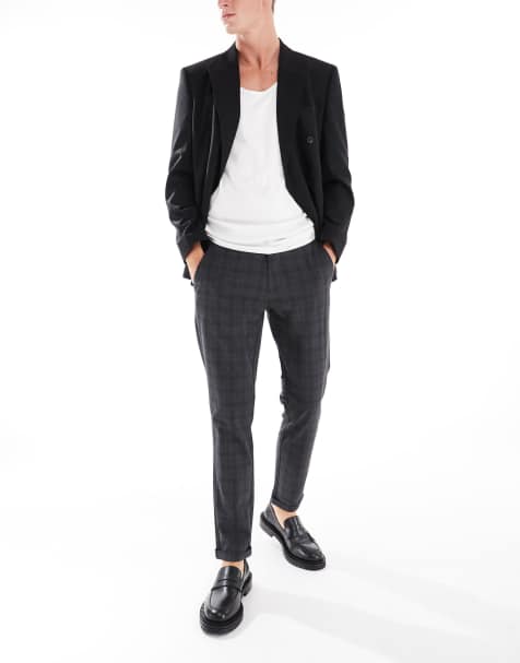 Jack & Jones check smart trouser in dark grey