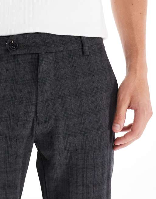 Jack & Jones – Ciemnoszare eleganckie spodnie w kratkę, 3 z 5
