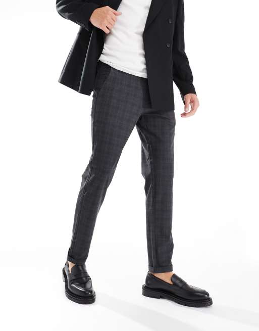 Jack & Jones – Ciemnoszare eleganckie spodnie w kratkę, 4 z 5