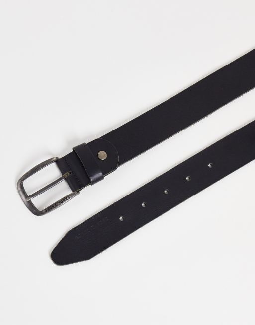 Jack & Jones - Cintura in pelle liscia nera con fibbia e logo, 2 di 4