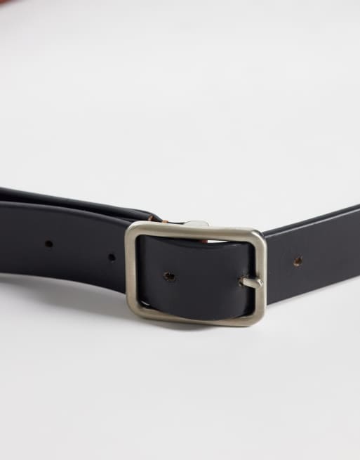Jack & Jones - cinturón reversible de cuero negro y marrón, 2 de 3