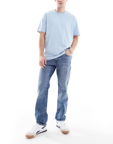 Jack & Jones Clark straight jeans in mid blue