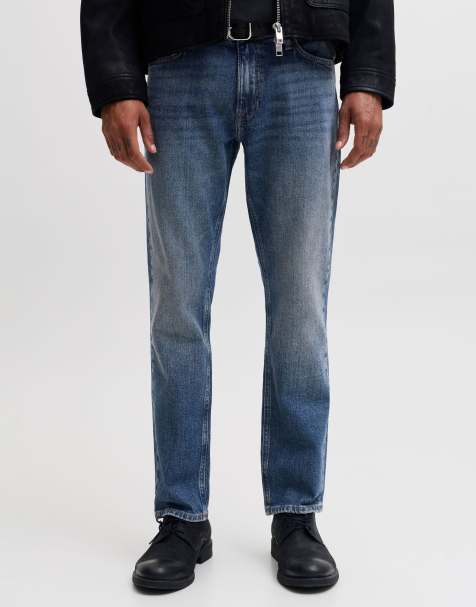 Jack & Jones Clark stonewashed Jeans mit mittlerer Leibhöhe und Tapered-Fit in blauem Denim - view 1