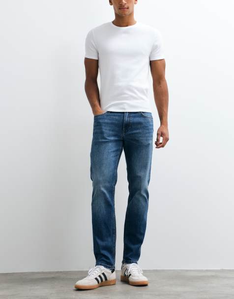 Jack & Jones Clark straight fit jeans in mid blue wash - view 1