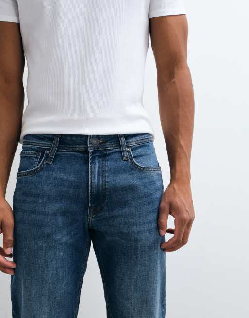 Jack & Jones Clark straight fit jeans in mid blue wash, 3 of 5