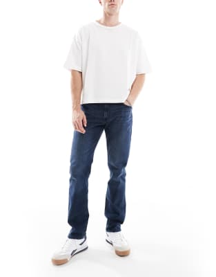 Clark - Straight Jeans in dunkler Waschung-Blau Blau W32 L32