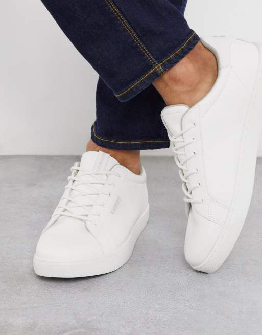 Jack & Jones classic faux leather sneaker in white ASOS