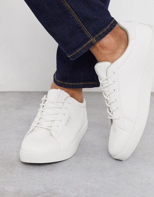 Jack & Jones classic faux leather trainer in white
