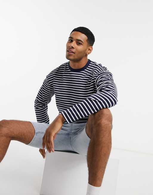 Jack & Jones classic long sleeve t-shirt in blue stripe | ASOS