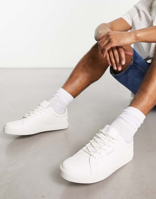 Jack & Jones clean faux leather sneakers in white