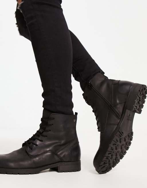 Jack and jones 2025 leather lace up boots