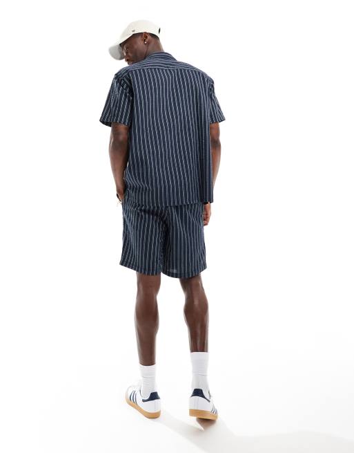 Jack & Jones co-ord seersucker short in navy stripe, 5 of 5