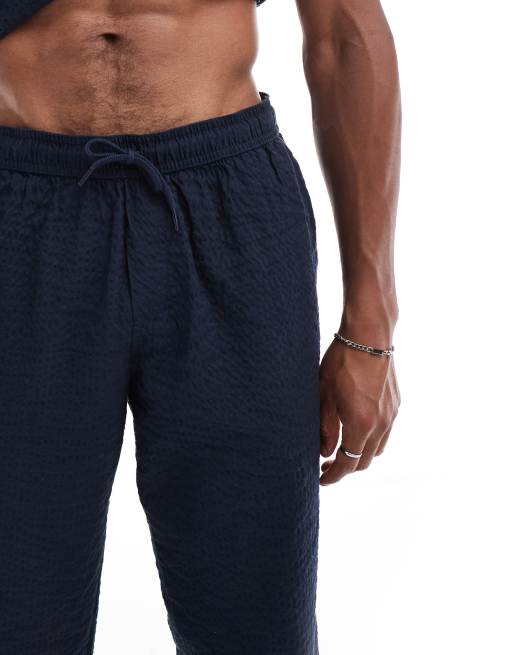 Jack & Jones co-ord seersucker trouser with in navy, 4 of 5