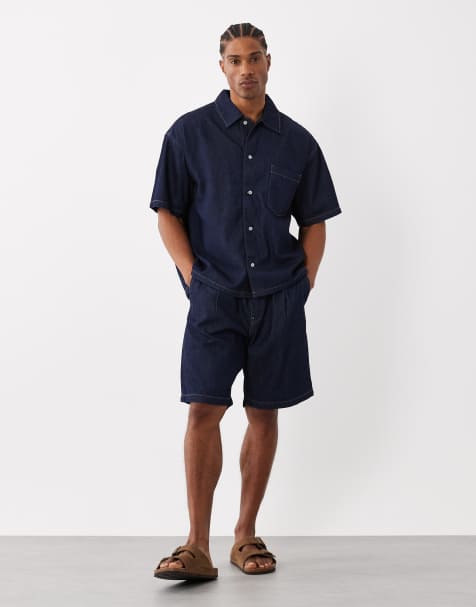 Jack & Jones - Co-ord set met korte mouwen in onbewerkt denim - view 1