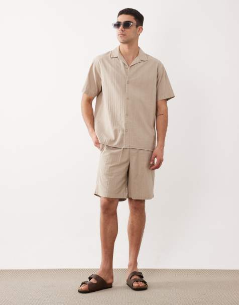 Jack & Jones - Co-ord set met short met textuur in beige - view 1