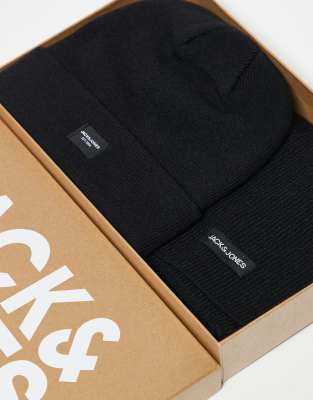 Jack & Jones - Coffret cadeau écharpe et bonnet - Noir | ASOS