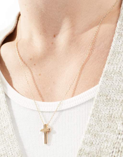 Jack & Jones - Collana con pendente a croce color oro