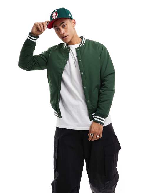 Jack & Jones – College-Bomberjacke in Grün