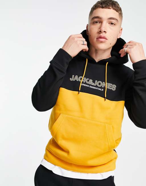 Jack and jones colour block hoodie best sale