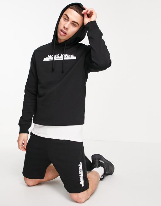 Jack & Jones - Completo con felpa con cappuccio e pantaloncini nero