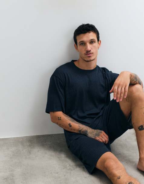 Jack & Jones - Completo da casa con T-shirt blu navy a coste - view 1