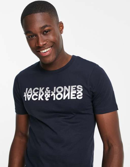 Jack & Jones - Completo da casa con T-shirt e pantaloni blu navy con logo sul petto, 3 di 4