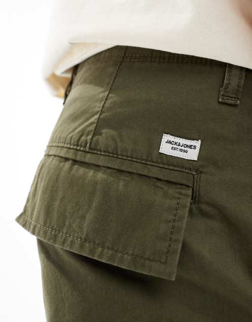 Jack & Jones - Confezione da 2 pantaloncini cargo neri e kaki