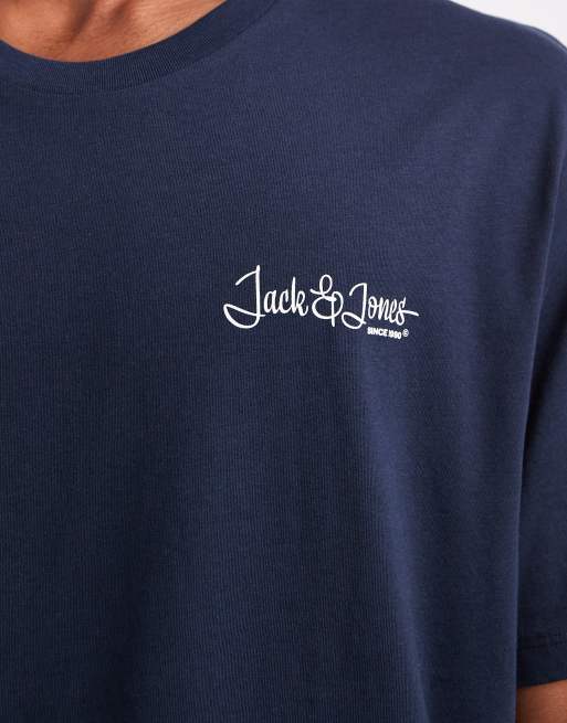 Jack & Jones - Confezione da 2 T-shirt bianca e blu navy con logo, 5 di 5