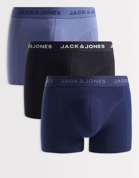 Jack & Jones - Confezione da 3 boxer aderenti blu navy con fascia in vita con logo - view 1