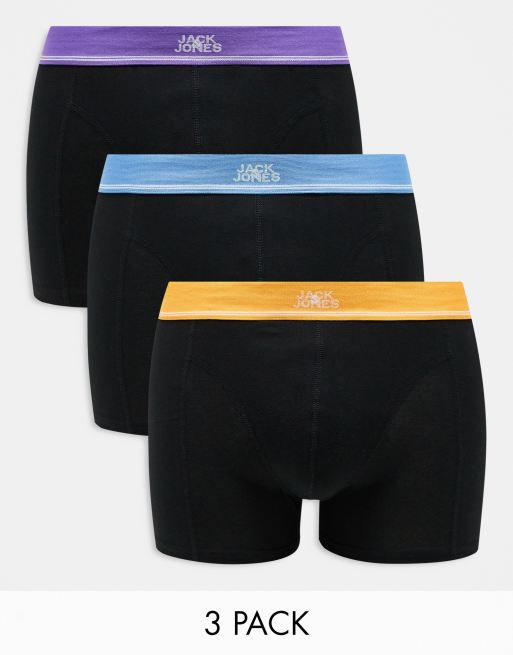 Jack & Jones - Confezione da 3 boxer aderenti con logo centrale ed elastico in colori vivaci