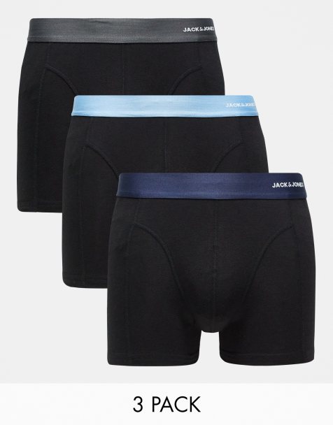 Jack & Jones - Confezione da 3 boxer aderenti neri con elastico in vita a contrasto - view 1