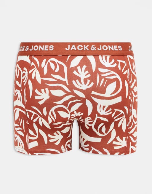 Jack & Jones - Confezione da 3 boxer aderenti verdi, blu e arancione scuro con stampa , 2 di 3