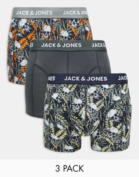 Jack & Jones - Confezione da 3 paia di boxer aderenti blu navy con stampa di teschi - view 1