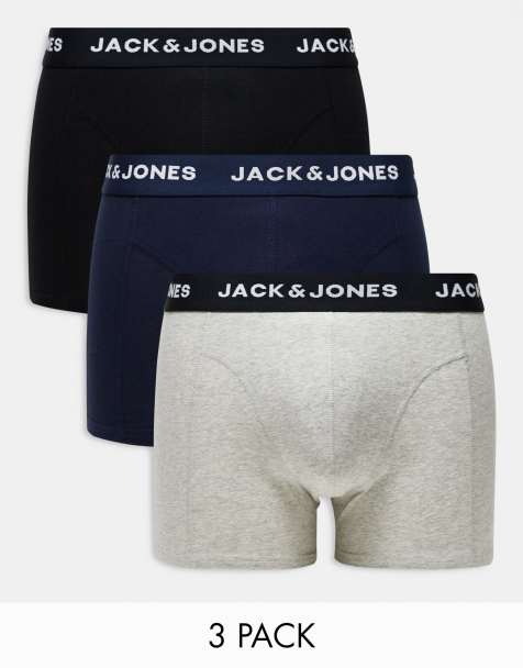 Jack & Jones - Confezione da 3 paia di boxer aderenti grigi multicolore con fascia in vita con logo - view 1