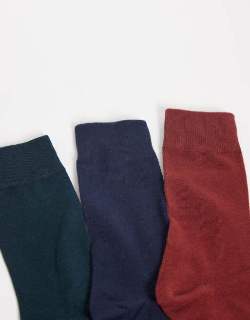 Jack & Jones - Confezione da 3 paia di calzini rossi, blu navy e verdi, 2 di 3