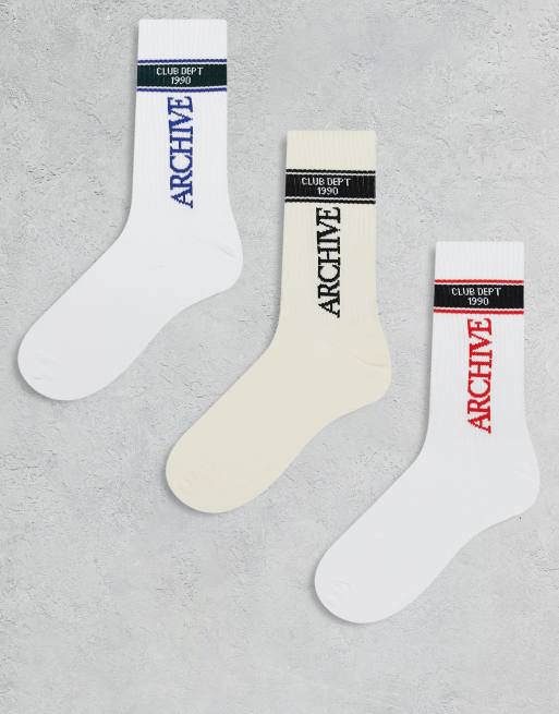 Jack & Jones - Confezione da 3 paia di calzini sportivi bianchi con dettagli a contrasto