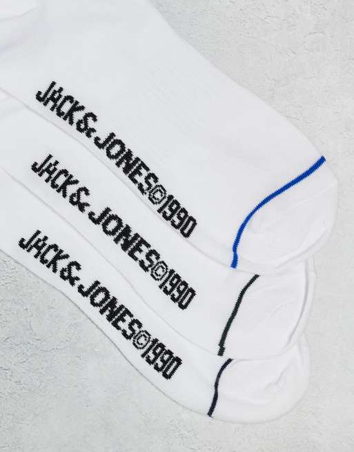 Jack & Jones - Confezione da 3 paia di calzini sportivi bianchi con righe, 2 di 3