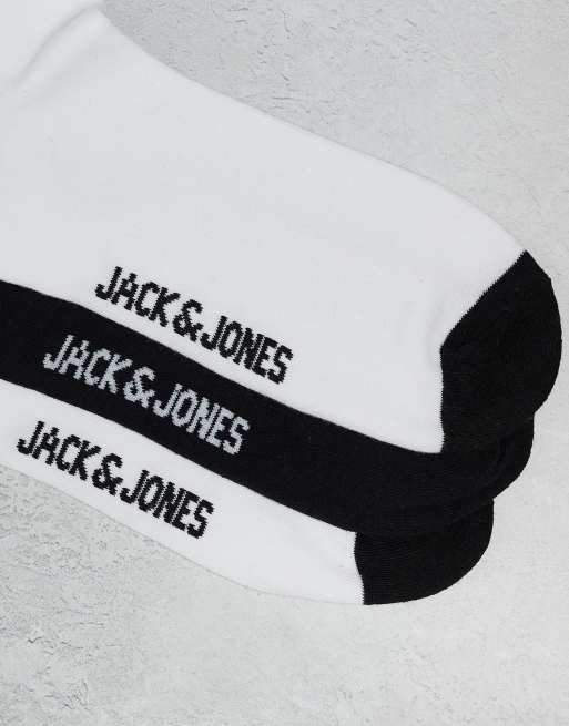 Jack & Jones - Confezione da 3 paia di calzini sportivi neri e bianchi, 2 di 3
