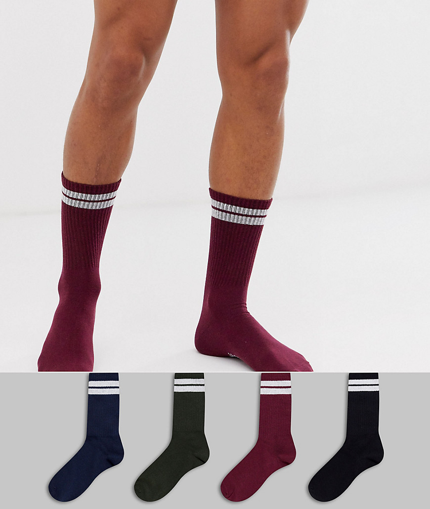 Jack & Jones - Confezione da 4 paia di calzini da tennis colorati-Multicolore