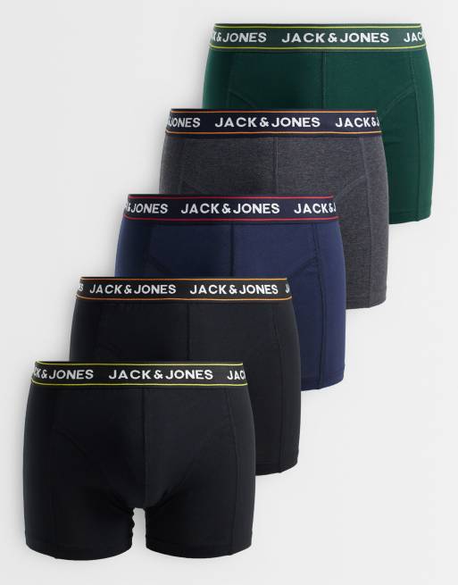 Jack & Jones confezione da 5 boxer con elastico a contrasto multicolore, 1 di 3