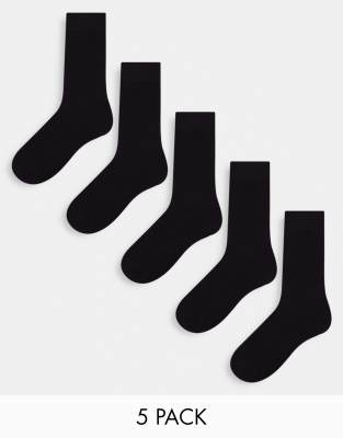 Calzini Bassi Jack & Jones Jacjens Sock 5 Pack Uomo Nero Unica - Immagine 2