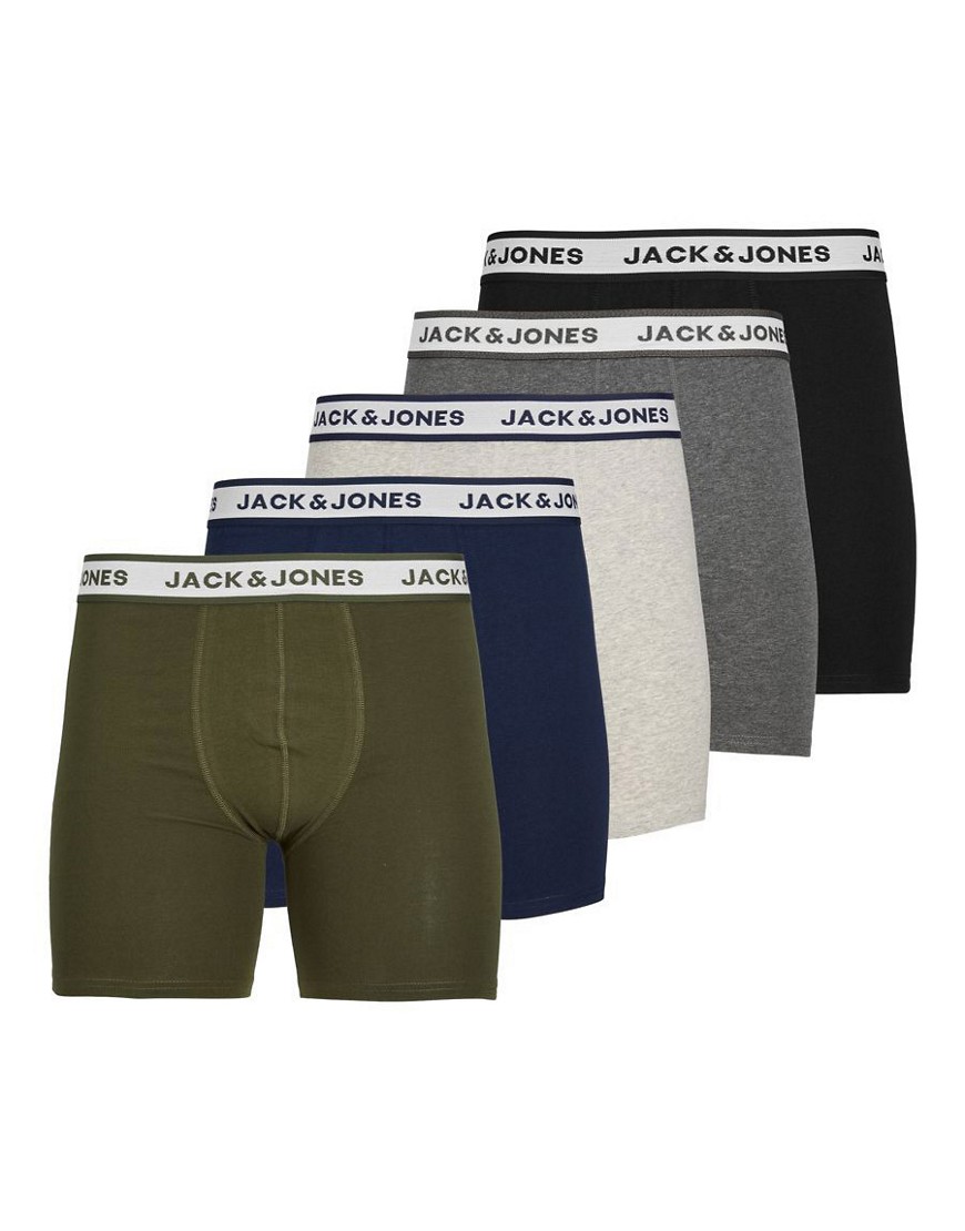 jack & jones - confezione da 5 paia di boxer grigio chiaro