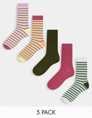 Jack & Jones 5 pack socks in stripe  - ASOS Price Checker